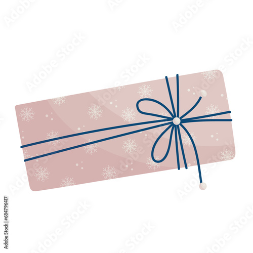 Christmas and New Year's gift in festive packaging. Vector graphics.