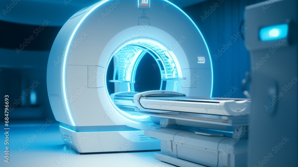 Advanced MRI or CT scan medical diagnosis machine at hospital lab Advanced MRI or CT scan medical diagnosis machine at hospital lab