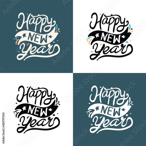 Happy New Year 2024 t-shirt design. typography t-shirt design, New Year Event T-shirt template, and Holiday t-shirt print design.  banner or greeting card for Happy New Year