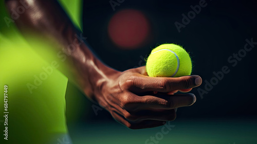 Precise tennis forehand close-up ball suspended in air © javier