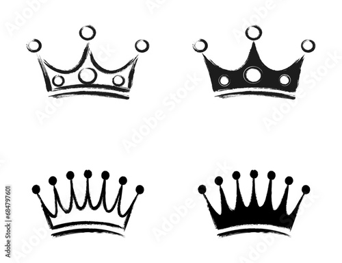crown icon in paintbrush stroke texture - black