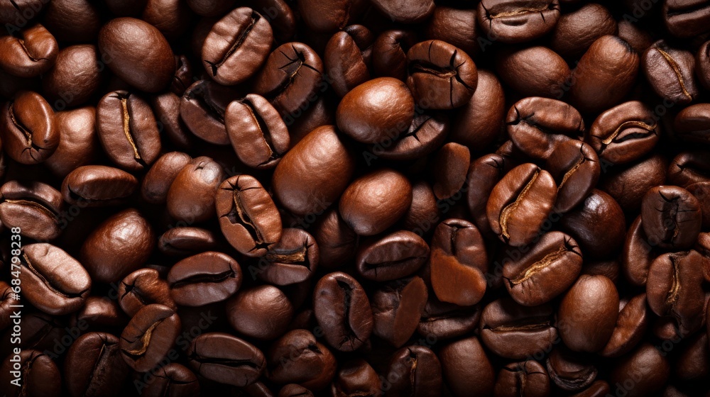 Obraz premium A detailed view capturing a background of coffee beans up close.