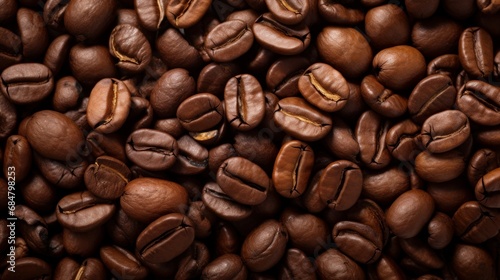 A detailed view capturing a background of coffee beans up close.