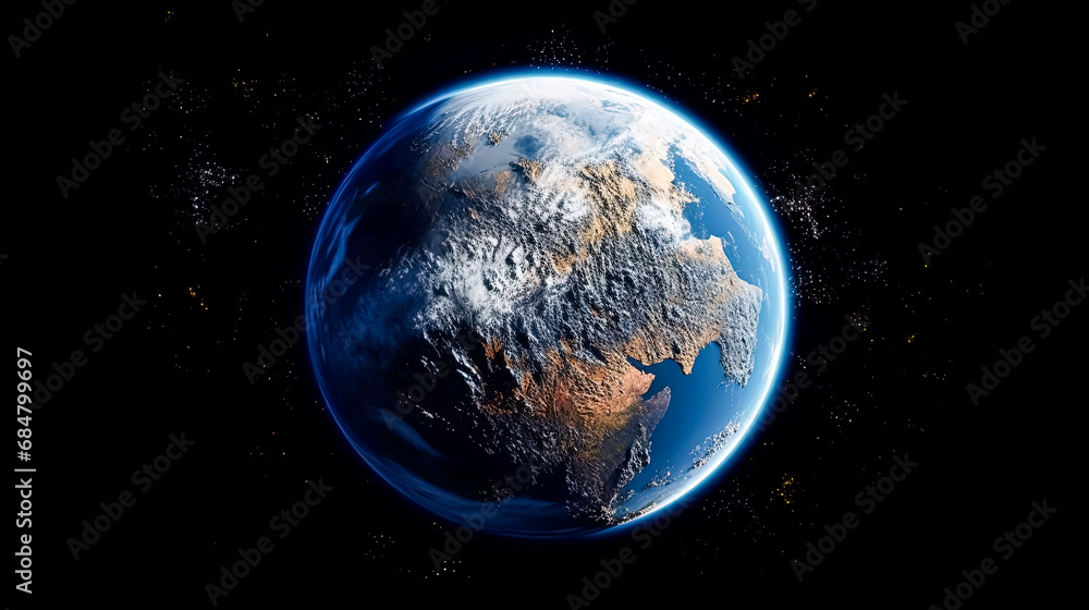 Fototapeta premium Blue gem in the cosmos, Earths beauty captured from space