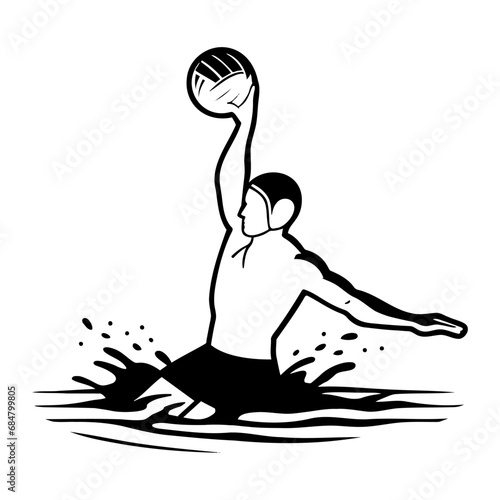 Water polo player in action symbol logo. Vector illustration