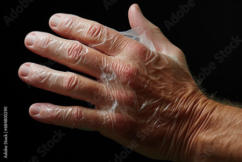 A man's hand with a lot of wrinkles on it created with generative AI technology