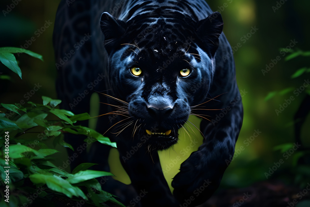 Schwarzer Panther: Majestätisches Raubtier in wilder Schönheit und schwarzer Eleganz der Natur