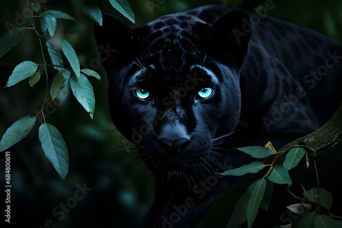 Schwarzer Panther  Majest  tisches Raubtier in wilder Sch  nheit und schwarzer Eleganz der Natur