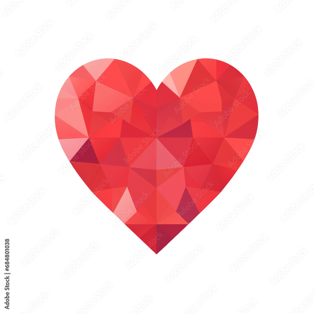 Polygon Flat red heart isolated on transparent background Polygon Flat red heart isolated on transparent background