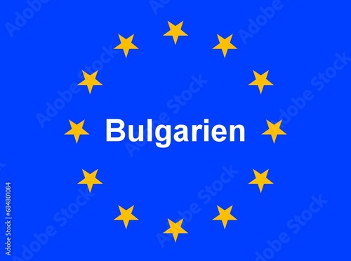 Illustration einer Europaflagge mit der Aufschrift "Bulgarien"