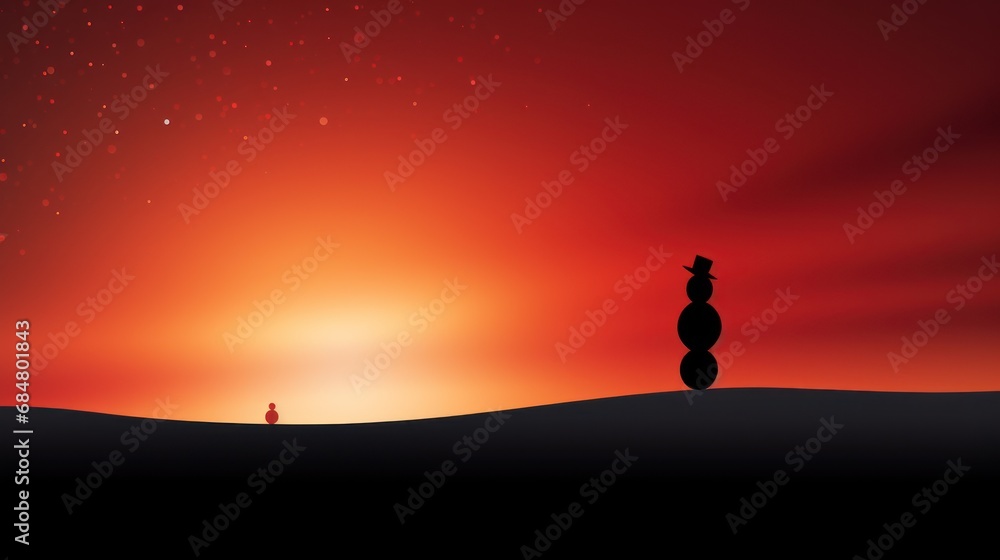 a silhouette of a person standing on a hill with a red sky in the background and stars in the sky. a silhouette of a person standing on a hill with a red sky in the background and stars in the sky.