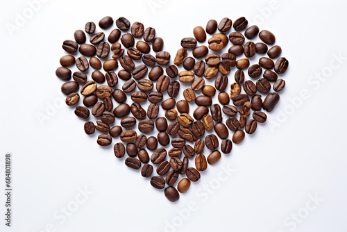 Concept of coffee beans forming a heart shape.