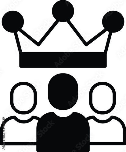 Customers king solid glyph vector illustration