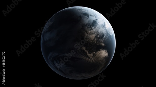 Fototapeta Naklejka Na Ścianę i Meble -   a black and white photo of the earth taken by a satellite camera in a dark space with clouds and a black background.