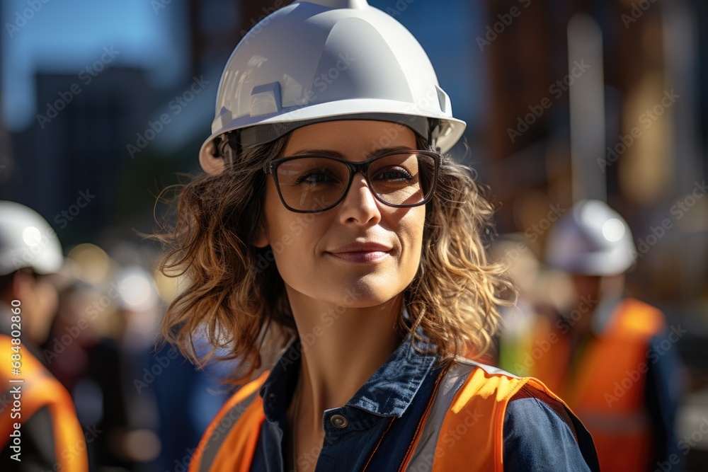 Portrait of a young female engineer in a hard hat, ready for the job.