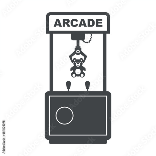 hook with a toy in an arcade machine. flat vector illustration.