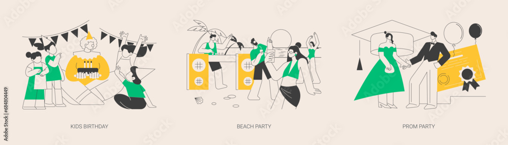 Party celebration abstract concept vector illustrations. Party celebration abstract concept vector illustrations.