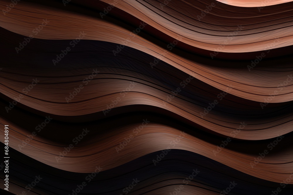 Dark wood 3D wave background Dark wood 3D wave background