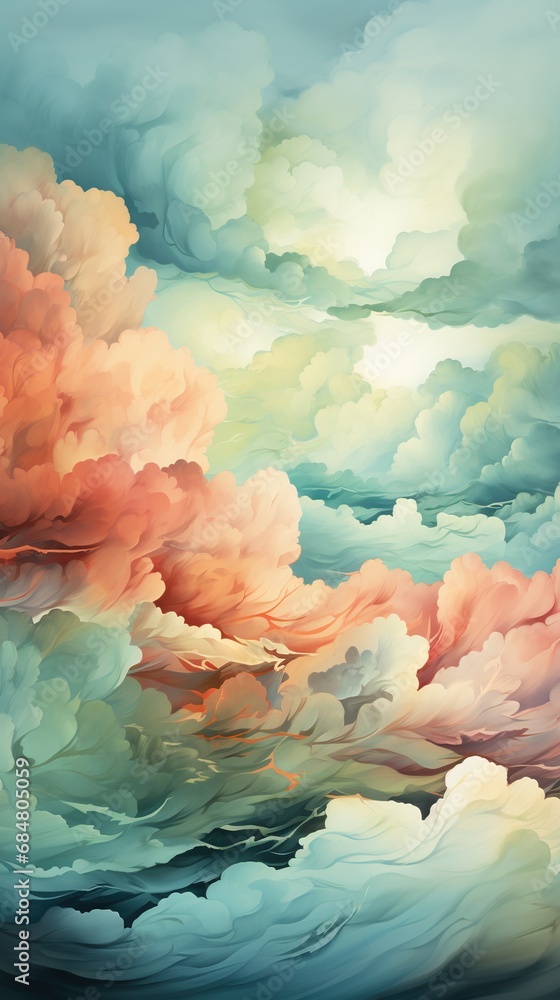 Background smooth gradient blue, peach green. Light color gradient transitions. Created with Generative AI Background smooth gradient blue, peach green. Light color gradient transitions. Created with Generative AI