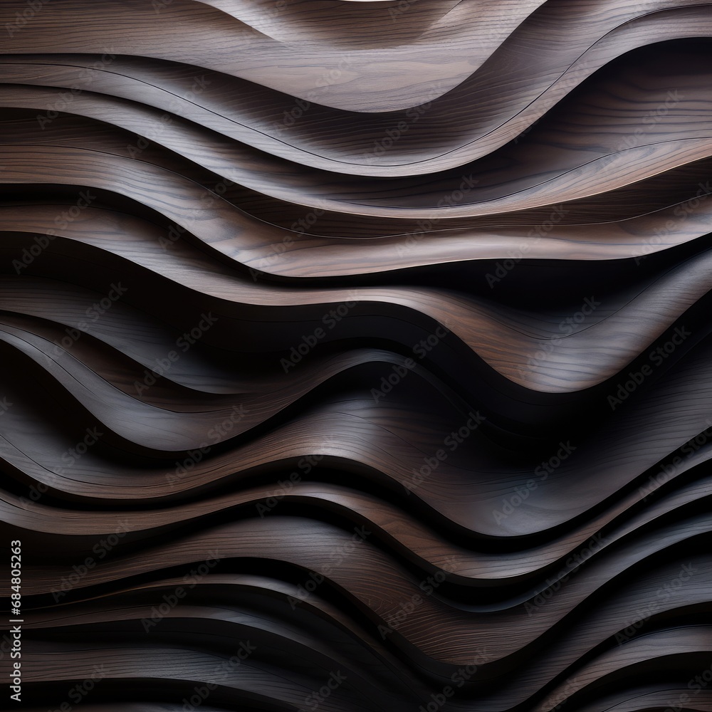 Dark wood 3D wave background