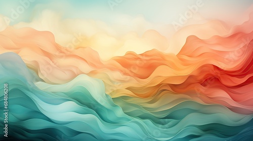Background smooth gradient blue, peach green. Light color gradient transitions. Created with Generative AI
