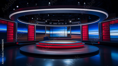TV studio, TV news studio. ai generative