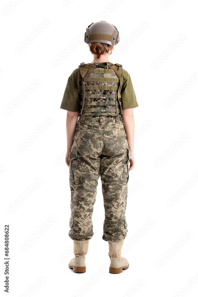 Young female soldier isolated on white Young female soldier isolated on white