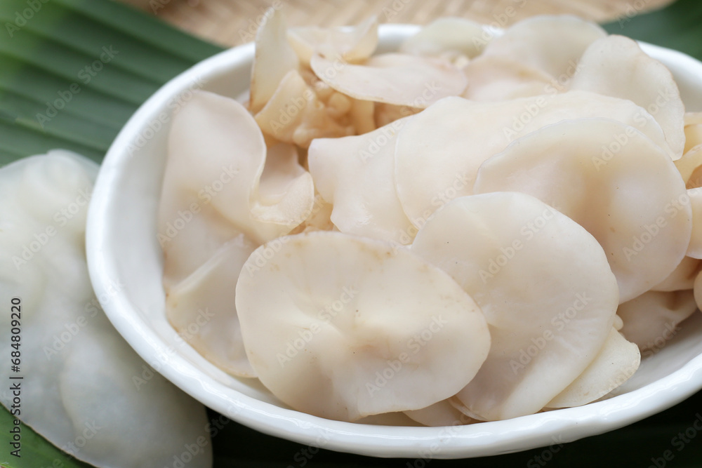 White jelly mushroom or white ear mushroom White jelly mushroom or white ear mushroom