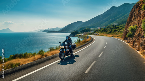 Scenic coastal ride on a motorcycle