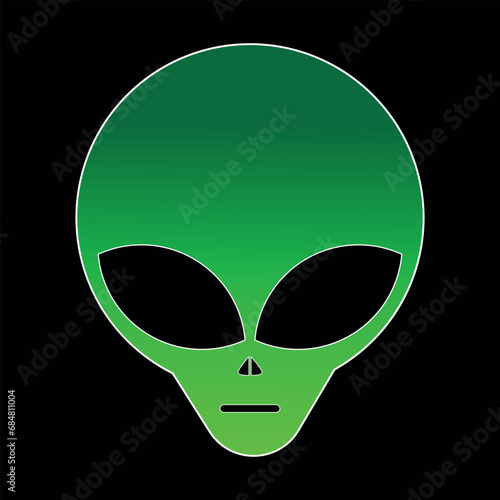 green alien head with a black background to edit	