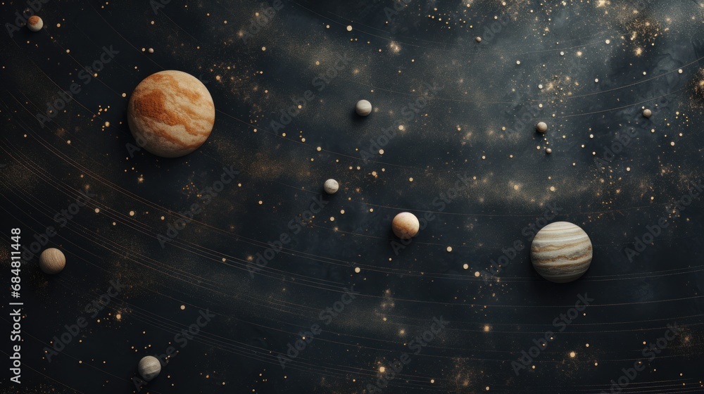 an artist's rendering of a solar system with the planets in the foreground and the sun in the background. an artist's rendering of a solar system with the planets in the foreground and the sun in the background.
