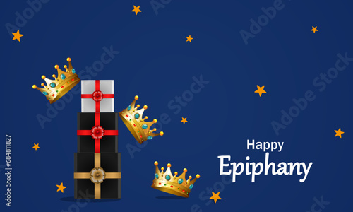 Epiphany Three Kings Day Dia de Reyes Magos day three Wise Men three crowns, vector art illustration.
