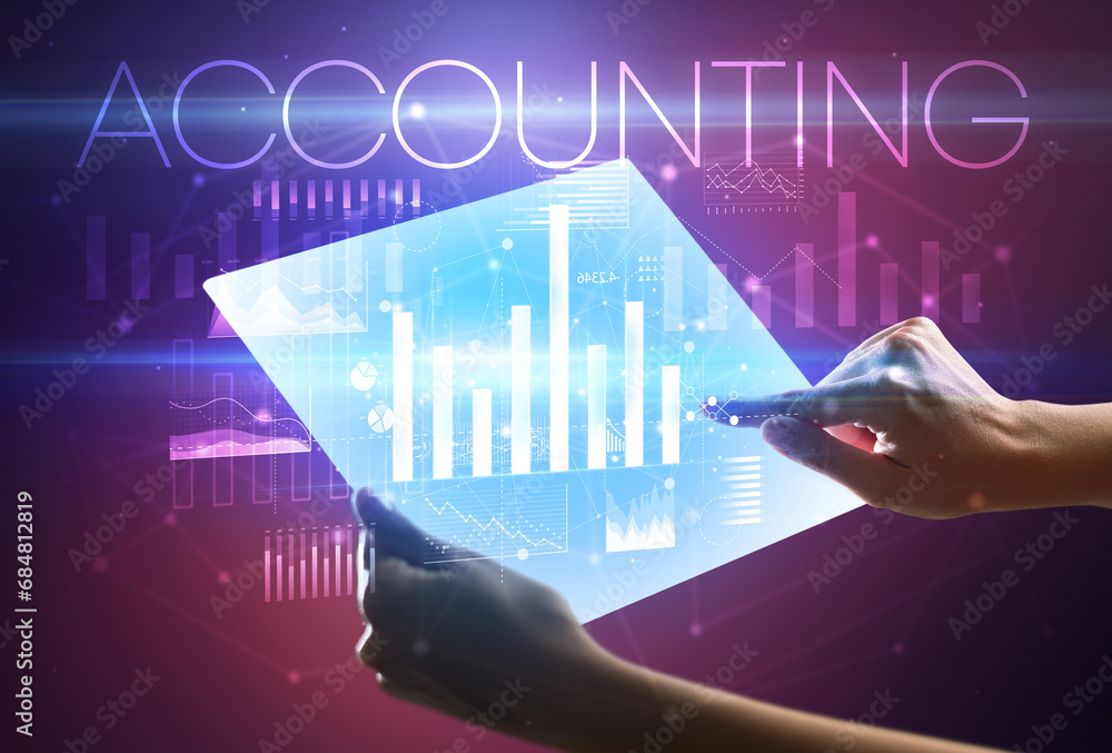Hand holding futuristic, business concept Hand holding futuristic, business concept
