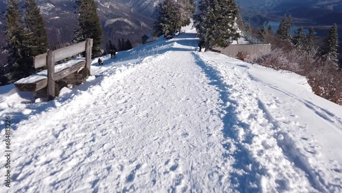 Wallpaper Mural DOLLY SHOT - View of the Alps mountains ski area. View from the viewing platform on the Zwölferhorn mountain in St. Gilgen, Salzkammergut Upper Austria. Torontodigital.ca