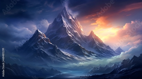 Eternal snow-capped mountain peaks