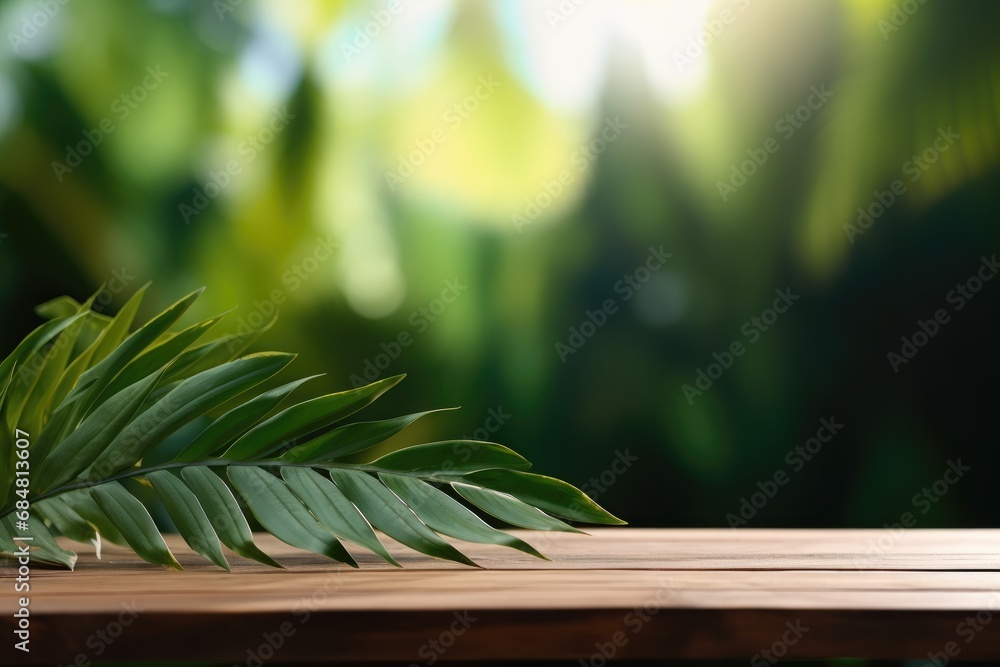 empty wooden tabletop podium in garden open forest, blurred green plants background with space. organic product presents natural placement pedestal display, spring and summer concept. empty wooden tabletop podium in garden open forest, blurred green plants background with space. organic product presents natural placement pedestal display, spring and summer concept.