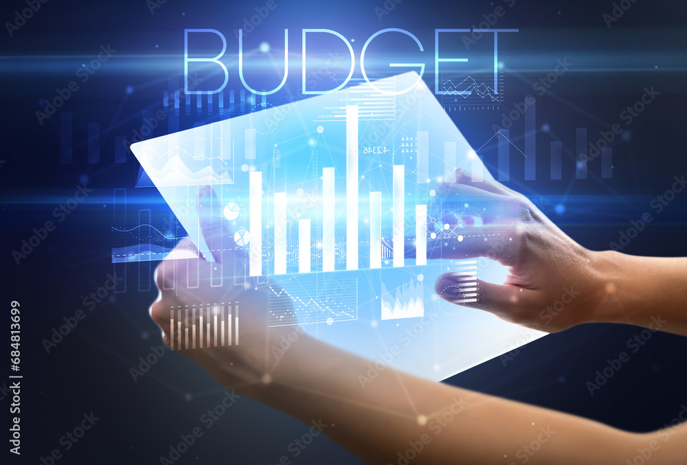 Hand holding futuristic, business concept Hand holding futuristic, business concept