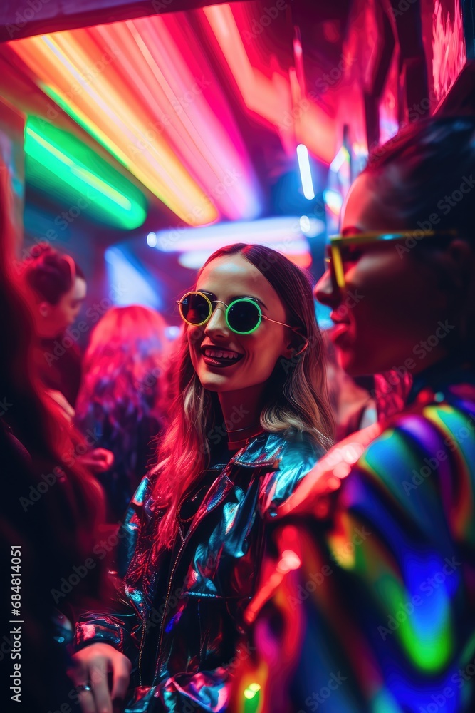 Women at disco with neon colors