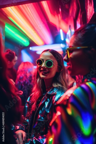 Women at disco with neon colors