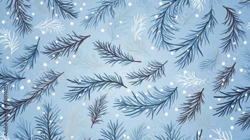 Christmas patterns with floral elements  fir branches  snowflakes and berries. New Year pattern in flat style.