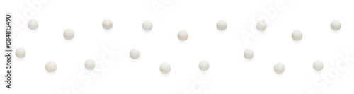 Set of round spherical white pills isolated on transparent background. Png. Border. Medical, pharmacy and healthcare concept.