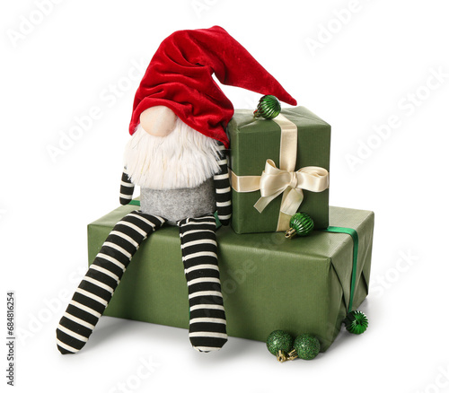 Christmas gnome with gift b...