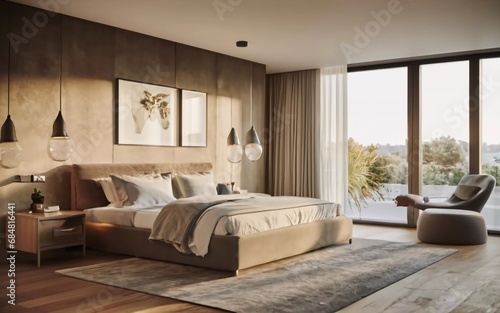 Sleeping in Style: Explore the Serene Elegance of this Ultra-Modern Bedroom Haven! © 47Media