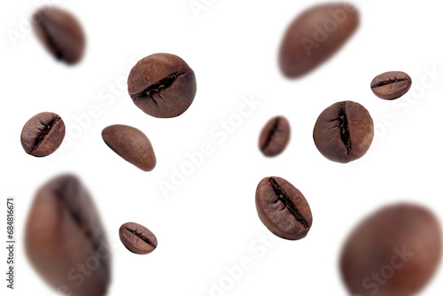 Falling coffee beans on transparent background png