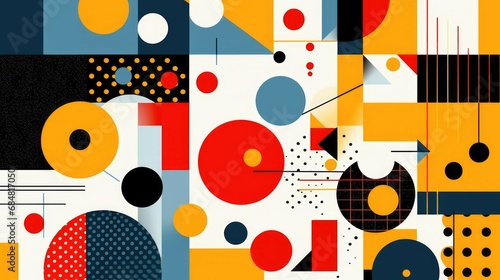  abstract art poster with squares and circles shapes and figures  wallpaper and postcard  flyer 