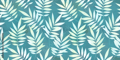 Leaves Pattern. Watercolor leaves seamless vector background  jungle print textured