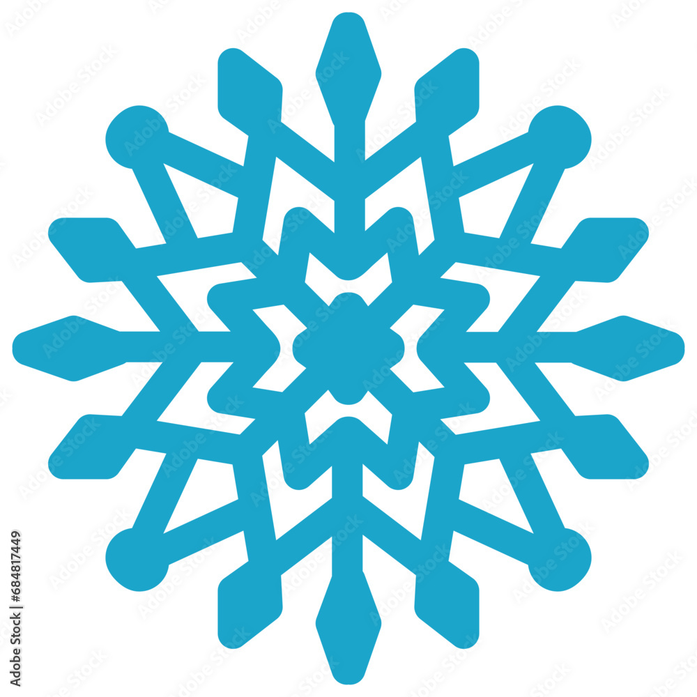 Simple snowflake icon for Christmas. Flat vector icon. New year ornament. Blue vector illustration Simple snowflake icon for Christmas. Flat vector icon. New year ornament. Blue vector illustration