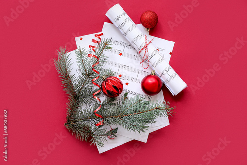 Music note sheets with Chri...