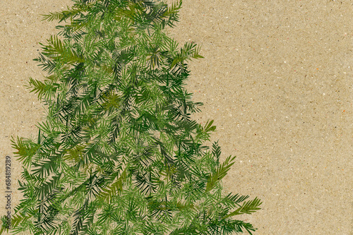 Ilustracja grafika zielona choinka gotowa do przystrojenia szablon jasne ciepłe tło tekstura.