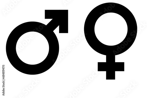 male and female symbols. Gender male, femele symboles. Male and female gender symbols on transparent background 